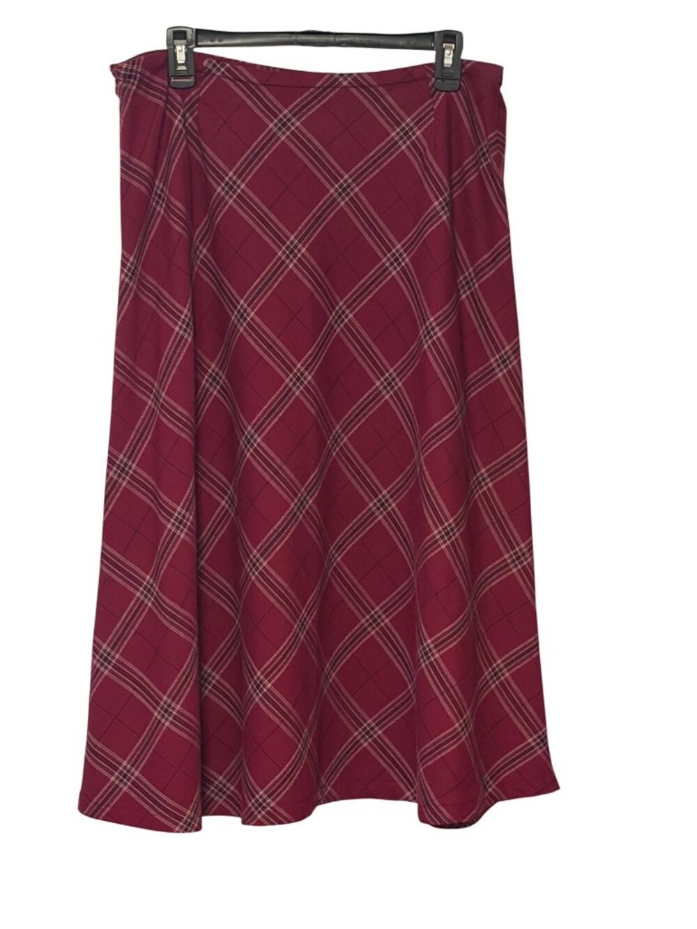 Vintage Croft & Barrow Womens Size 14 Burgundy Modest Skirt Stretch Preppy Acade
